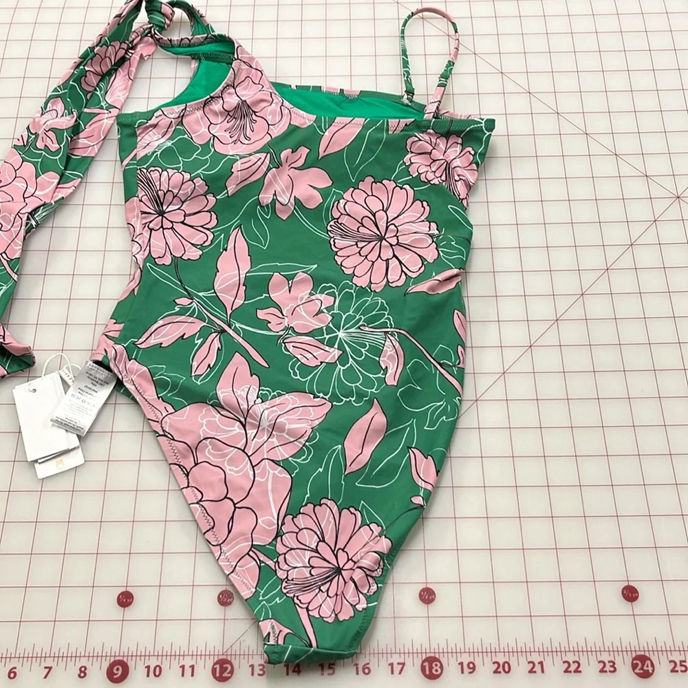 MILLY NWT Cabana Pink Nenuphar 1 Shoulder Water Lily One Piece Swimsuit Beach S - Picture 12 of 16